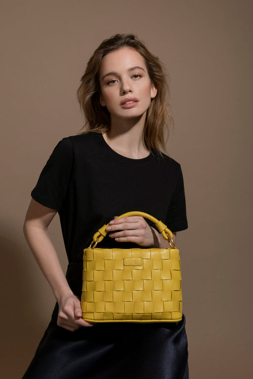 Bella Mustard Vegan Mini Crossbody Bag