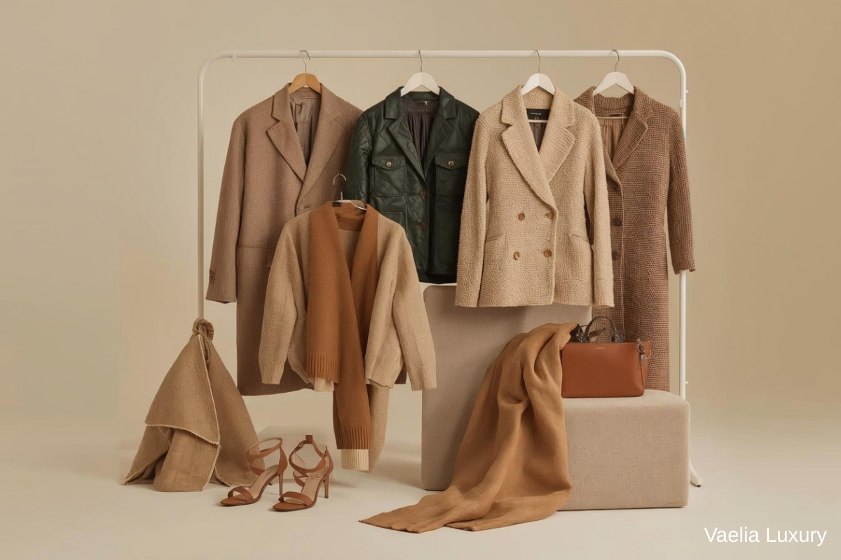 Vaelia outerwear collection featuring luxury coats, jackets and trench coats
