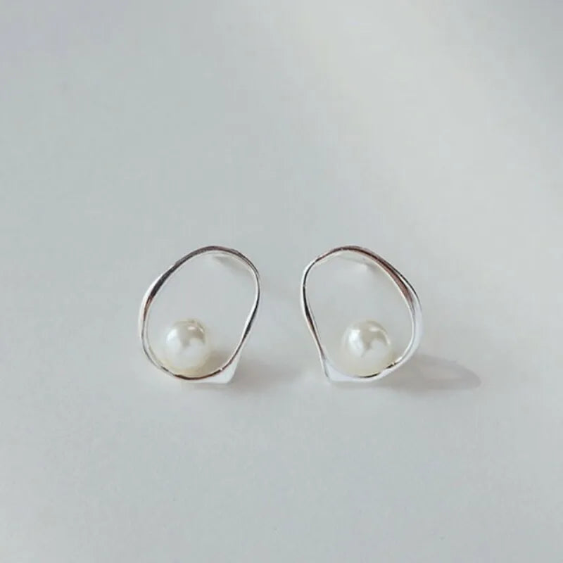 925 Sterling Silver Earrings For Women Trendy Simple Circle Handmade Earring Jewelry Prevent Allergy Party Accessories