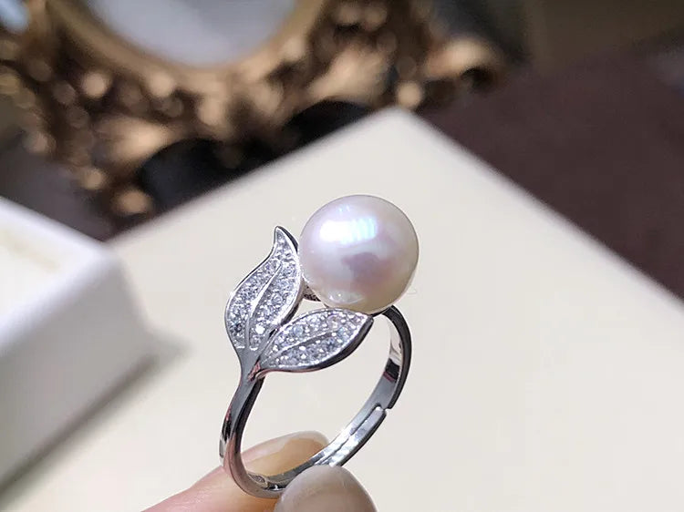 Real Pearl  ring Necklace Earrings For Women,Natural Freshwater White Pearl Jewelry Set 925 Sterling Silver Jewelry Sets Gift