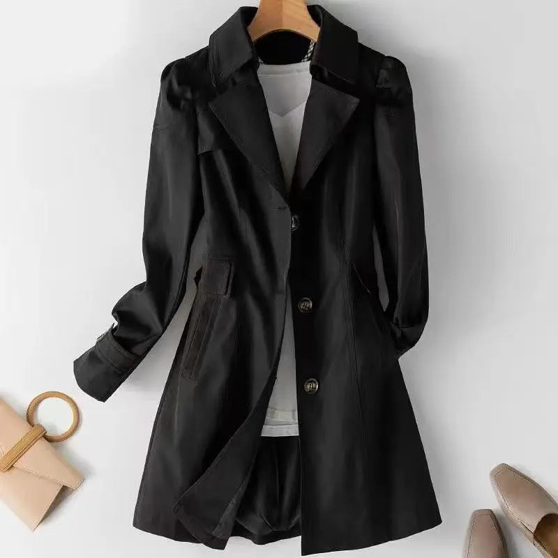 Trench Coat for Women 2025 Autumn Winter New Slim Women's Clothing Korean Double-breasted Small Mid-length Jacket