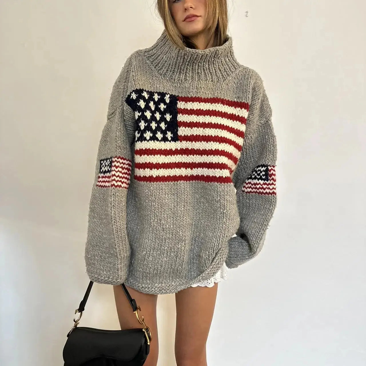 American Knitwear Women's Spring Autumn European and American Casual Loose Round Neck Long Sleeve Sweater Trendy Brand Wholesale