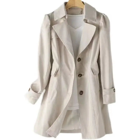 Trench Coat for Women 2025 Autumn Winter New Slim Women's Clothing Korean Double-breasted Small Mid-length Jacket