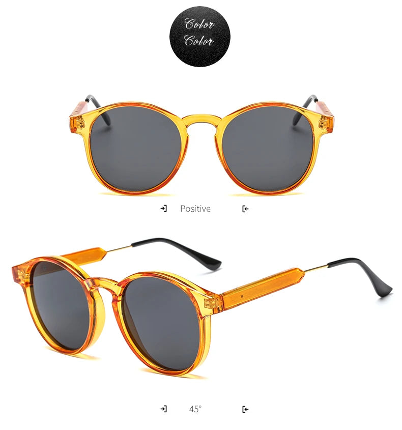 New Trendy Retro Sunglasses Texture Round Frame Sunglasses Fashion Sunglasses 3185