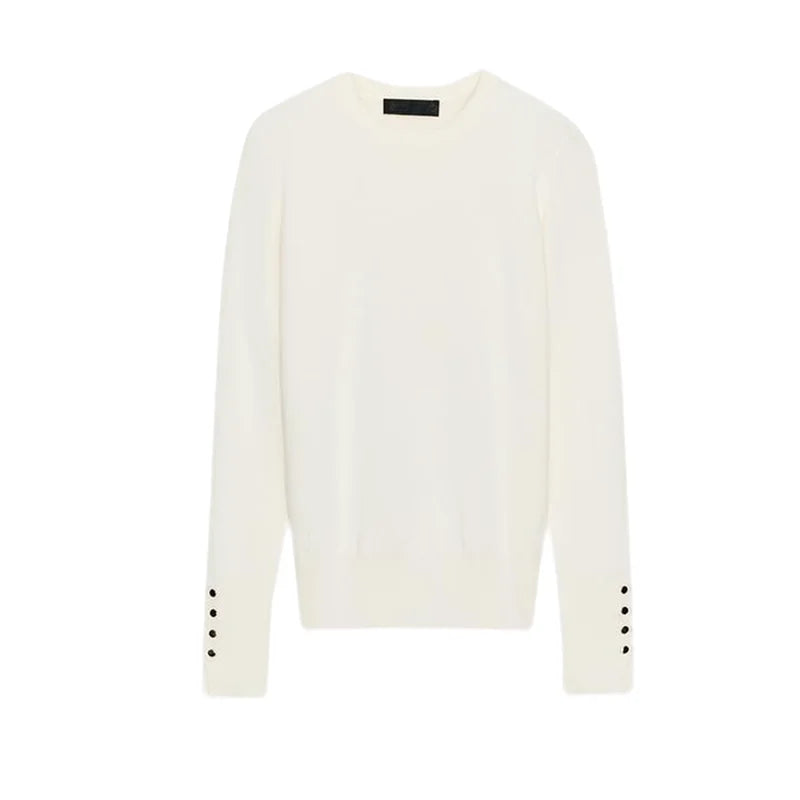 Winter New Women's Simple round Ne Long Sve Basic Flat Knitwear Top Polyester Fiber Casual Sle Faionable Girl's Clothes