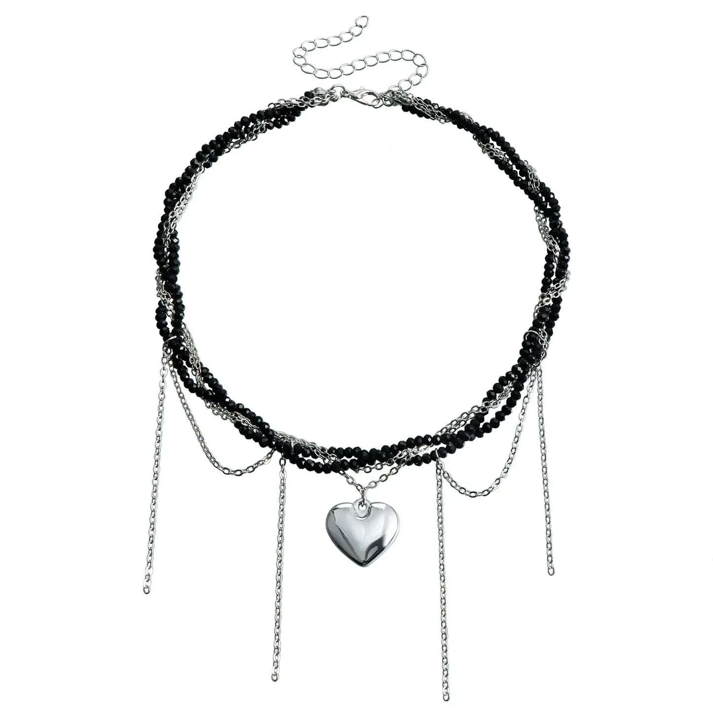 Layered Necklaces Heart Pendant Chain Jewellery Women Y2k Choker Glass Neck Collier Colar Feminino Cadenas Para Mujer for Girls
