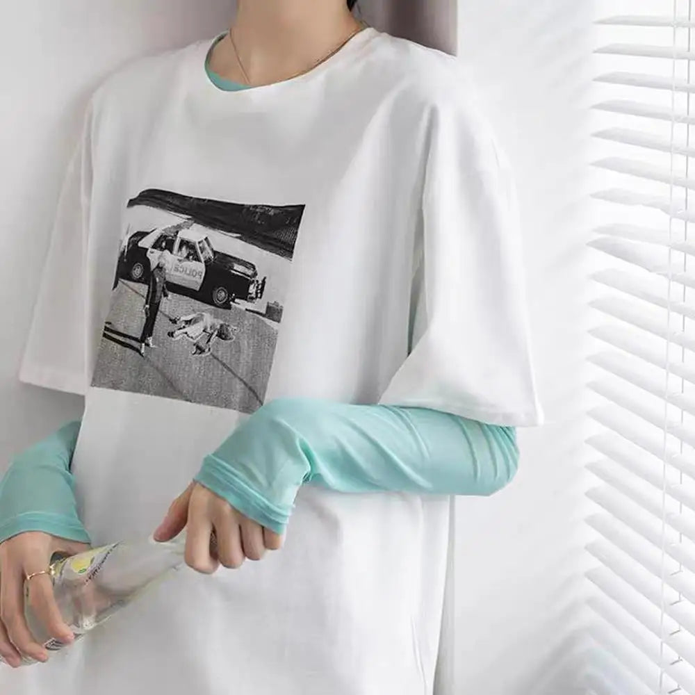 Sexy Mesh Long Sleeve T Shirt Solid Turtleneck Transparent Mesh Tops Long Sleeve Ladies T-Shirts Women Clothing Girls Basic Tops