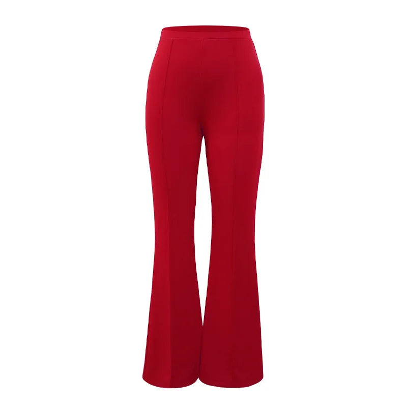 Women's Slim Bell-Bottoms Trousers Trendy Spring Autumn Pants Office Lady Solid Color Flared Trousers