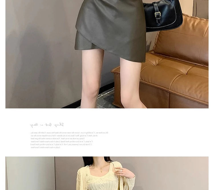 Irregular Bottoms PU Skirts for Maternity Autumn Winter Elastic Waist belly Pencil Clothes for Pregnant Women Youth Pregnancy