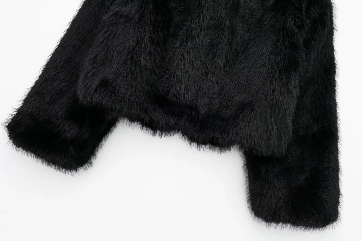 MUJER Black Faux Fur Coat for Women Autumn Winter Plush Coats and Jackets Streetwear Outerwears Long Sleeve Warm Womens Coats
