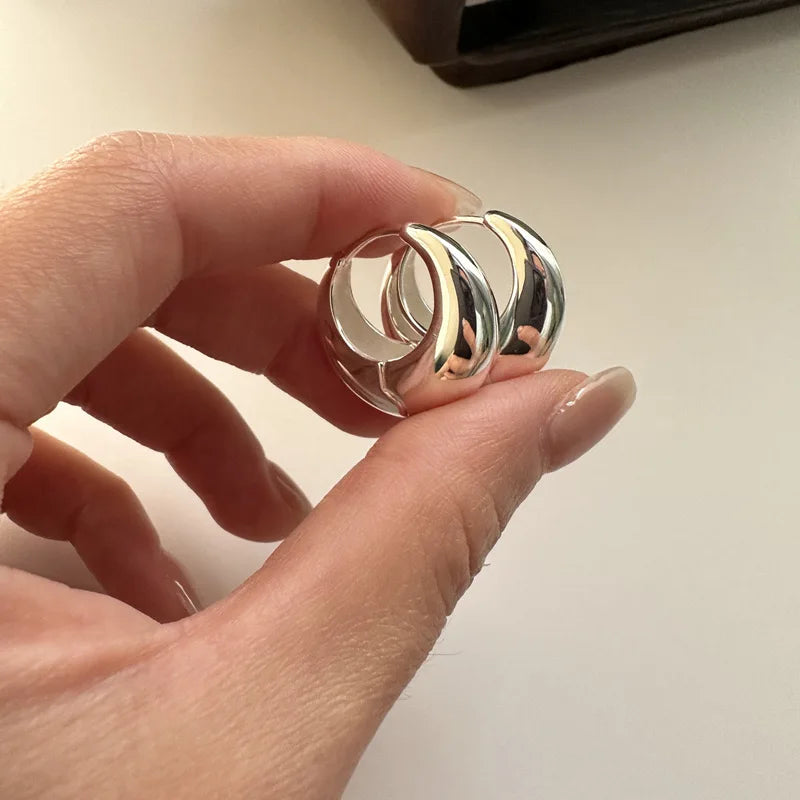 925 Sterling Silver Earrings For Women Trendy Simple Circle Handmade Earring Jewelry Prevent Allergy Party Accessories