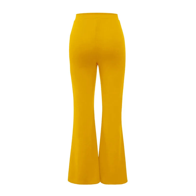 Women's Slim Bell-Bottoms Trousers Trendy Spring Autumn Pants Office Lady Solid Color Flared Trousers
