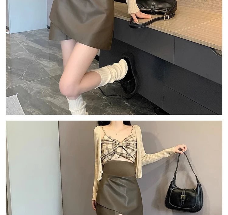 Irregular Bottoms PU Skirts for Maternity Autumn Winter Elastic Waist belly Pencil Clothes for Pregnant Women Youth Pregnancy