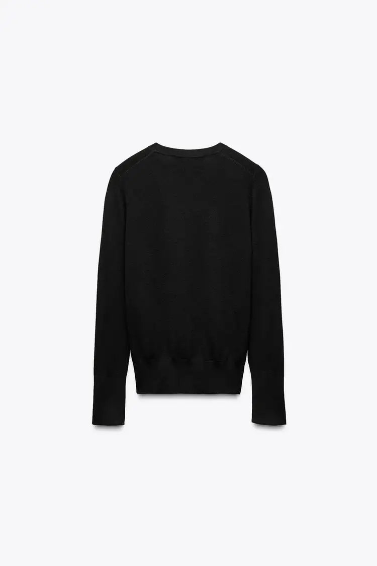 Winter New Women's Simple round Ne Long Sve Basic Flat Knitwear Top Polyester Fiber Casual Sle Faionable Girl's Clothes