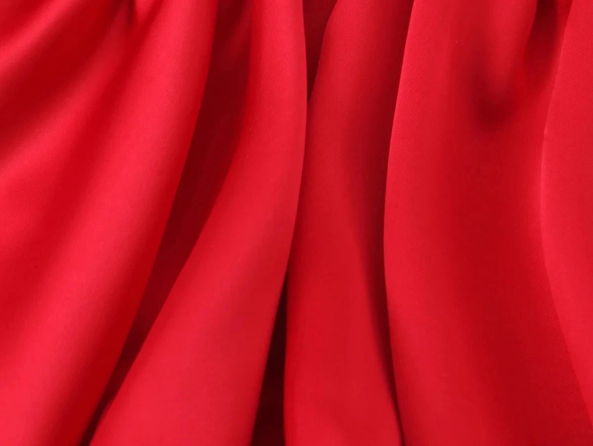 HH Female Summer Fashion Satin Texture Red Sling Tops V-Neck Solid Sleeveless Backless Elegant Pleated Sexy Party Tank Tops