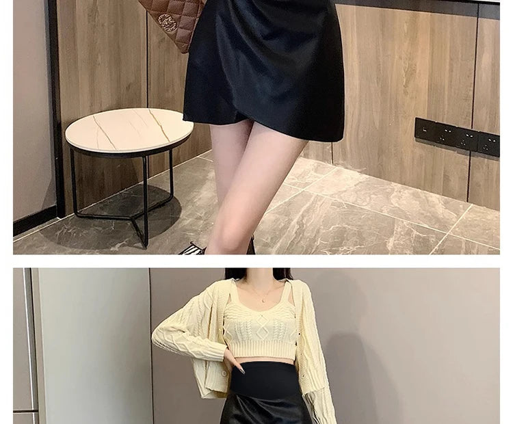 Irregular Bottoms PU Skirts for Maternity Autumn Winter Elastic Waist belly Pencil Clothes for Pregnant Women Youth Pregnancy