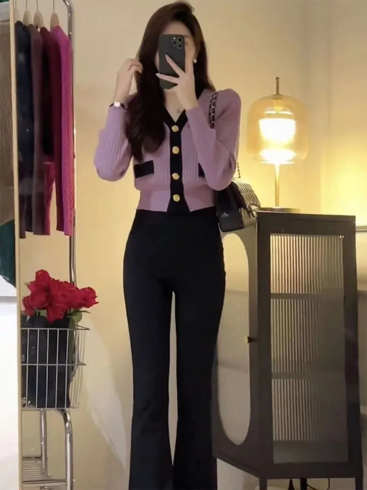 Women Clothing Knitwear Cropped Cardigan Coat V-neck Tunic Fashion Sueter Mujer Korean Casual Knitted Sweater Pull Femme