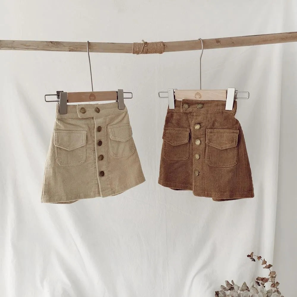 Short Skirt for Kids Girls Spring and Autumn Women's Baby Corduroy Hip Skirt Kids Solid Colour Short Skirt
