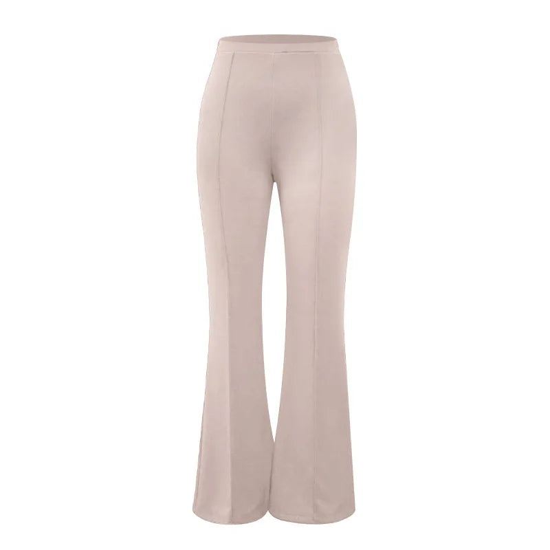 Women's Slim Bell-Bottoms Trousers Trendy Spring Autumn Pants Office Lady Solid Color Flared Trousers