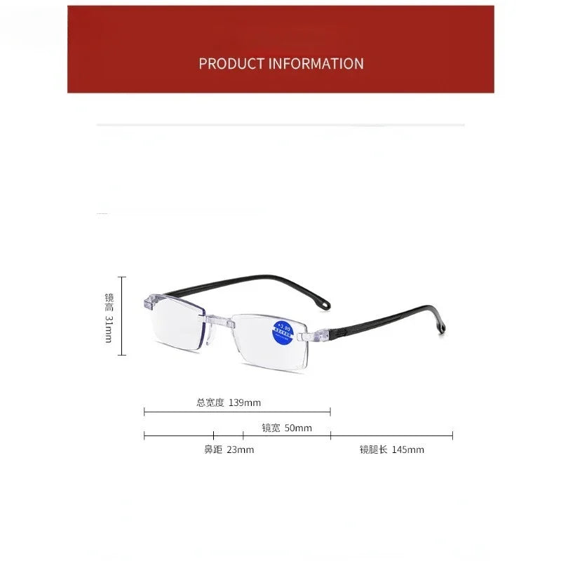 Minimalist Ultralight Reading Glasses  Men Women Retro HD Lens Blue Light Blocking Eyewear Classic Square Far Sight Eyeglasses
