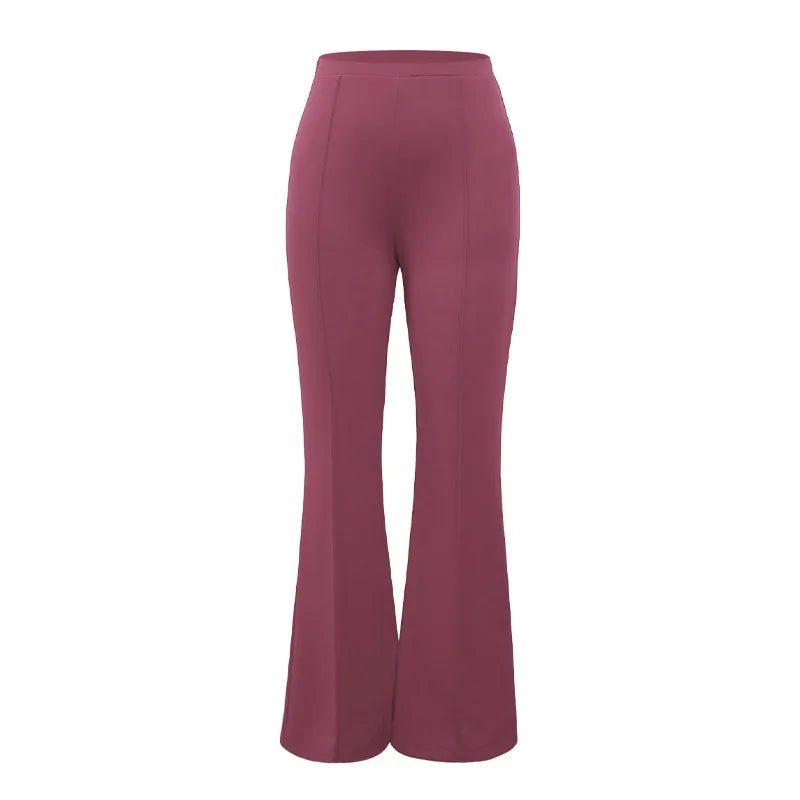 Women's Slim Bell-Bottoms Trousers Trendy Spring Autumn Pants Office Lady Solid Color Flared Trousers
