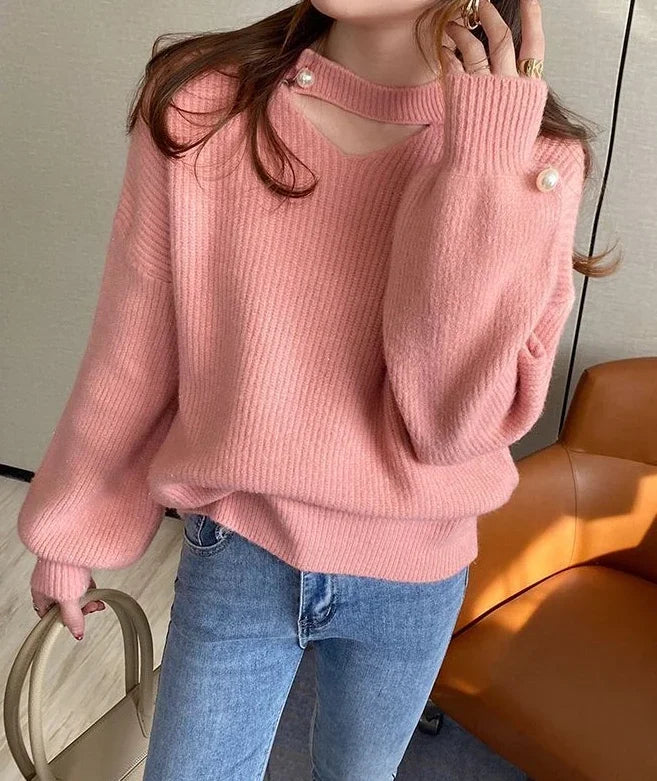 Knit Tops for Woman Red V-neck Women's Sweater Pullovers Crochet Cold Winter Y2k Fashion Korea Vintage New in Warm Knitwear 90s