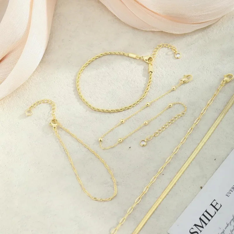 Gold Bracelets for Women, Elegant Adjustable 14K Gold Plated Trendy Minimalist Dainty Bracelet for Everyday Wear