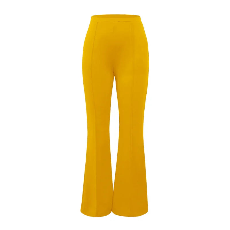 Women's Slim Bell-Bottoms Trousers Trendy Spring Autumn Pants Office Lady Solid Color Flared Trousers