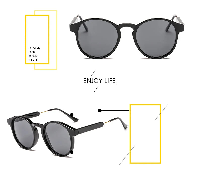 New Trendy Retro Sunglasses Texture Round Frame Sunglasses Fashion Sunglasses 3185
