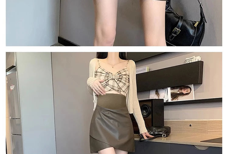 Irregular Bottoms PU Skirts for Maternity Autumn Winter Elastic Waist belly Pencil Clothes for Pregnant Women Youth Pregnancy