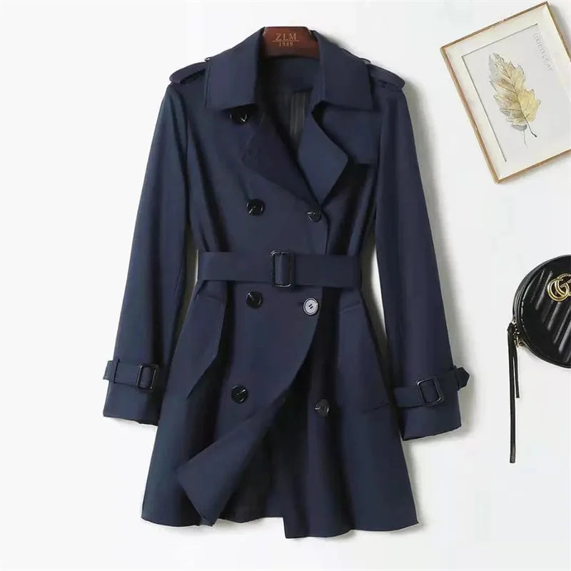 Trench Coat for Women Double Breasted British Trench Coats and Jackets Women 2024 Winter Clothes Women Tie Waist Long Coat Women