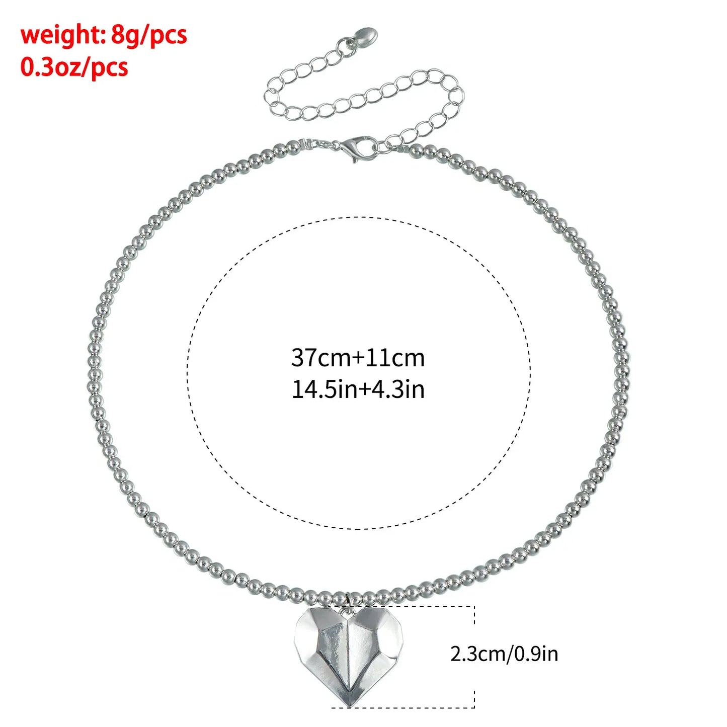 Layered Necklaces Heart Pendant Chain Jewellery Women Y2k Choker Glass Neck Collier Colar Feminino Cadenas Para Mujer for Girls
