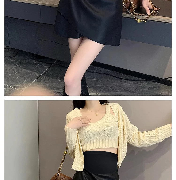 Irregular Bottoms PU Skirts for Maternity Autumn Winter Elastic Waist belly Pencil Clothes for Pregnant Women Youth Pregnancy