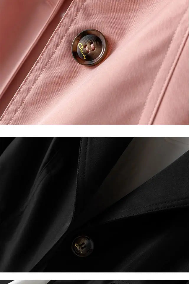 Trench Coat for Women 2025 Autumn Winter New Slim Women's Clothing Korean Double-breasted Small Mid-length Jacket