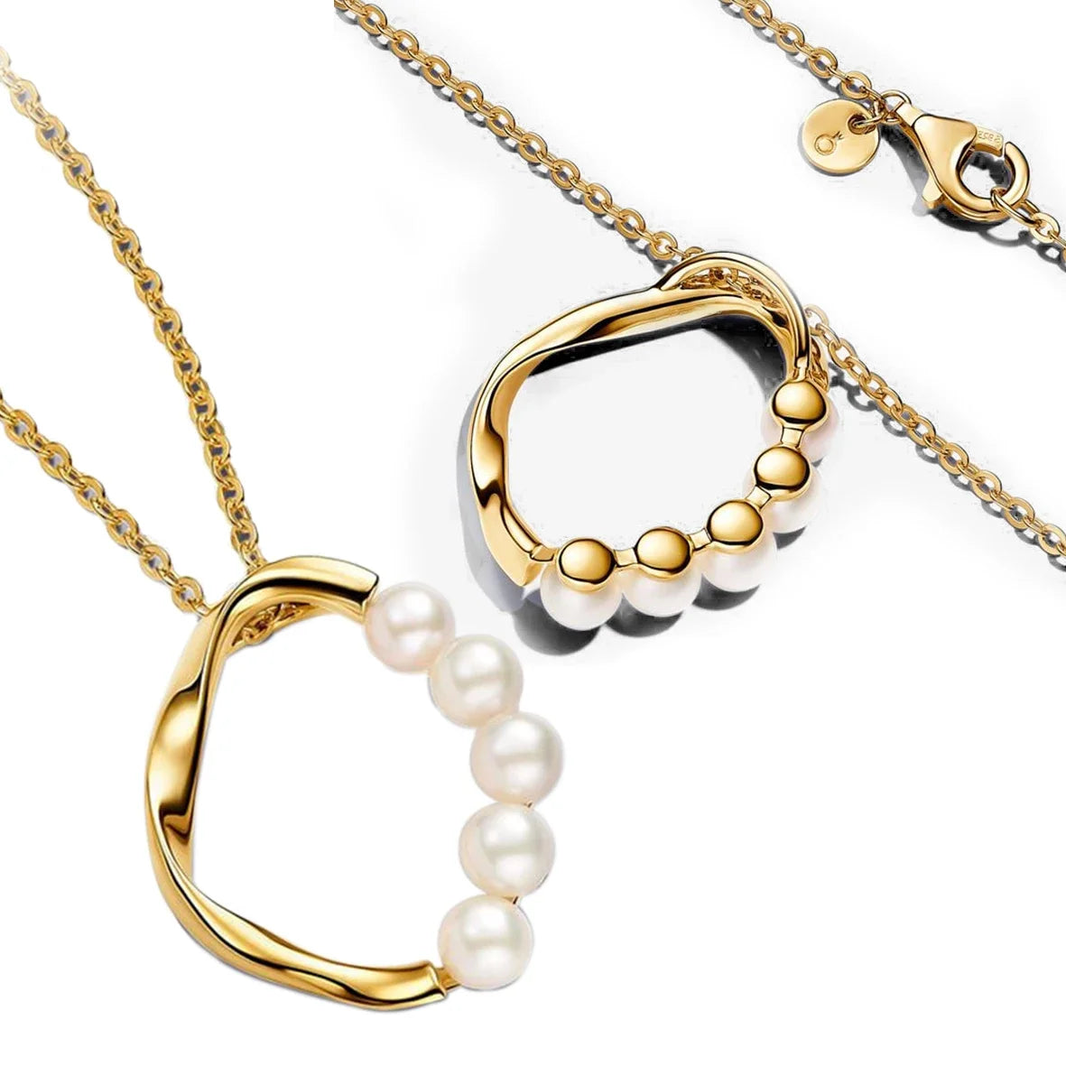 Sterling Silver 925 Gold Treated Freshwater Pearl Collection Earrings Necklace Rings for Women Fine Jewelry Gifts