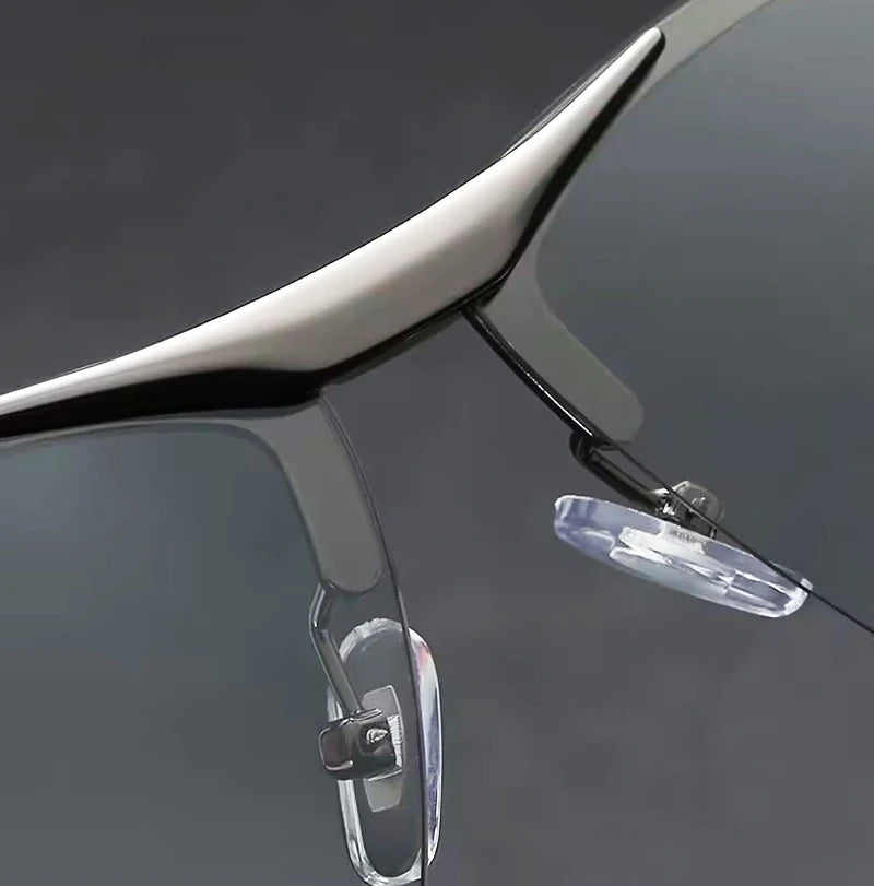 Men Sun Glasses Fishing Driving Fashion Sunglasses Anti-radiation Slim Light Changing Color Glasses Artistic Retro Metal Frame