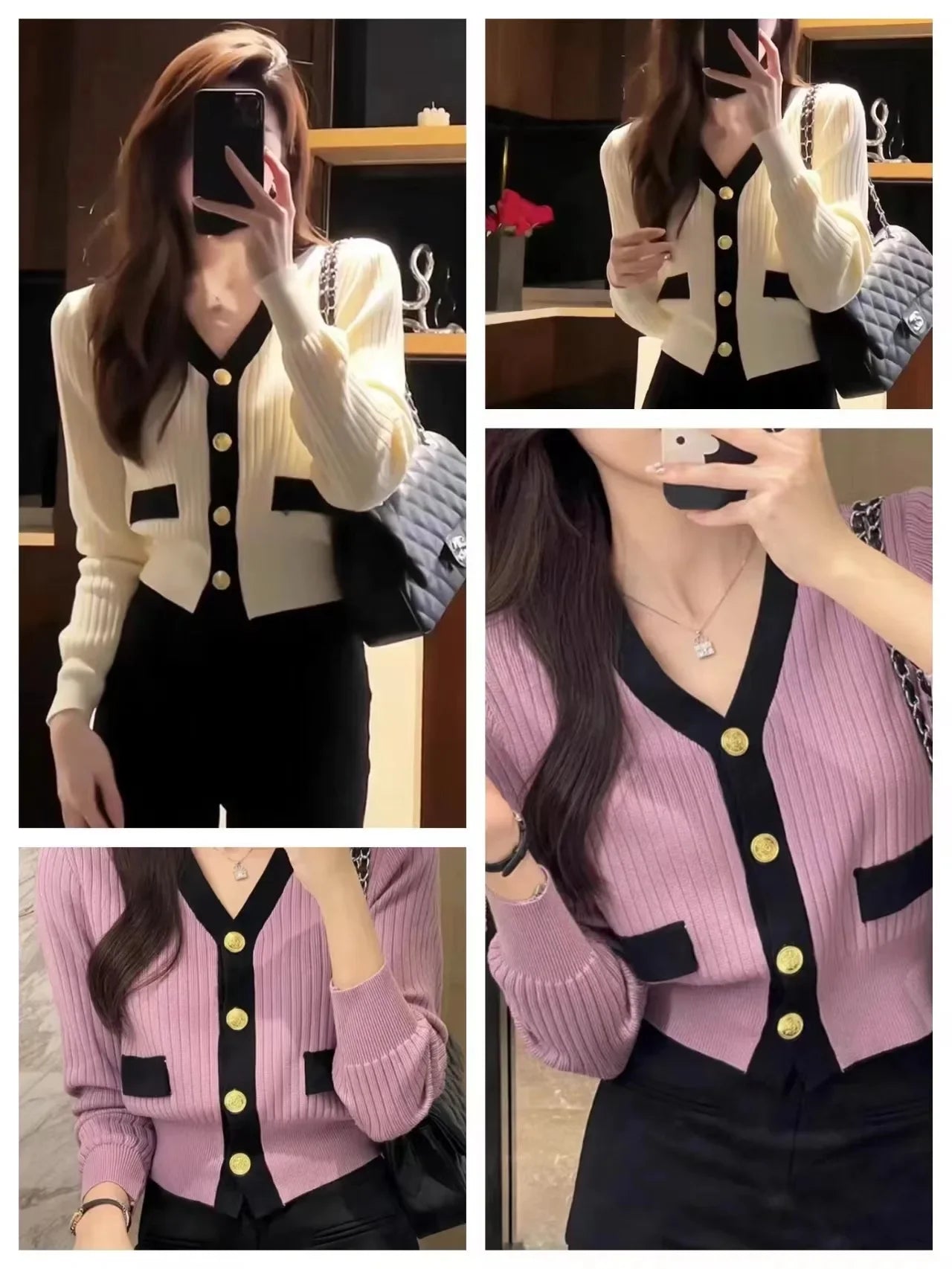 Women Clothing Knitwear Cropped Cardigan Coat V-neck Tunic Fashion Sueter Mujer Korean Casual Knitted Sweater Pull Femme