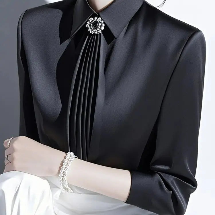 Satin Silk Blouses Women Long Sleeve Casual Blouses Autumn Spring Office Lady Casual Wear Blouses Plus Size