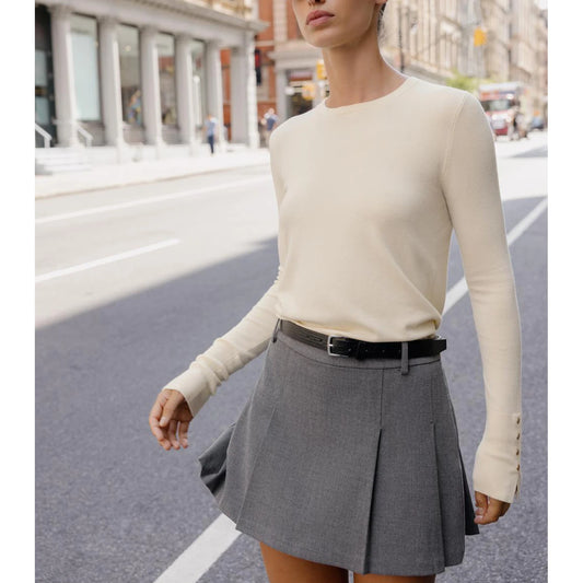 Winter New Women's Simple round Ne Long Sve Basic Flat Knitwear Top Polyester Fiber Casual Sle Faionable Girl's Clothes