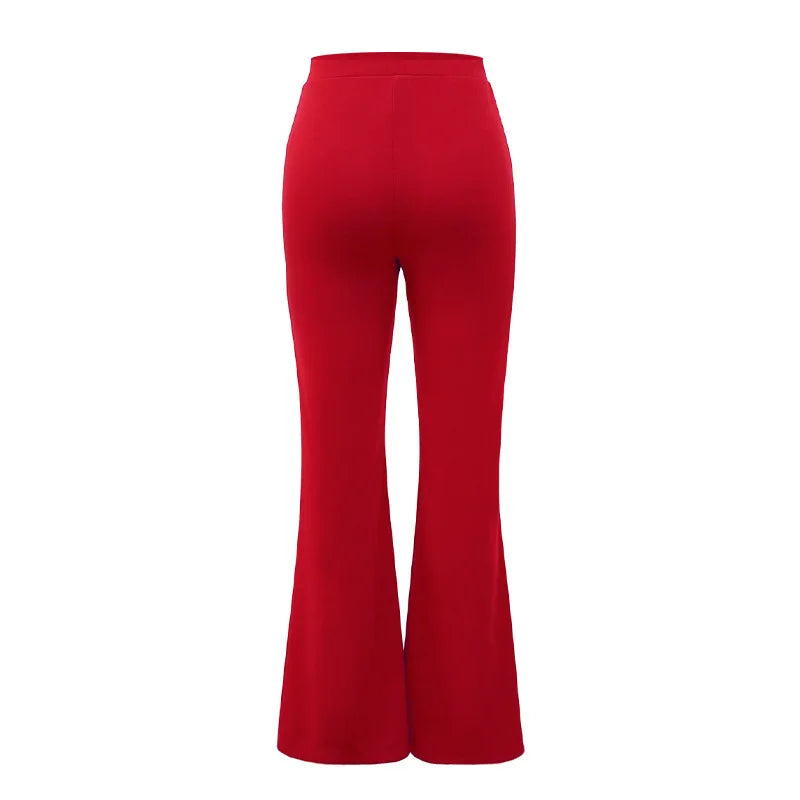 Women's Slim Bell-Bottoms Trousers Trendy Spring Autumn Pants Office Lady Solid Color Flared Trousers