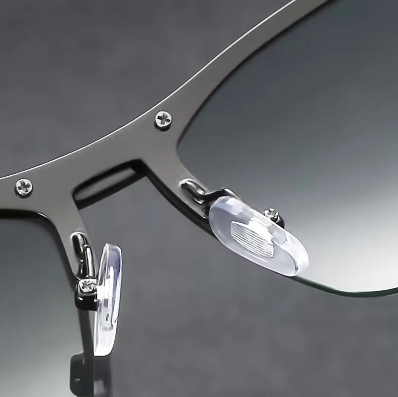 Men Sun Glasses Fishing Driving Fashion Sunglasses Anti-radiation Slim Light Changing Color Glasses Artistic Retro Metal Frame