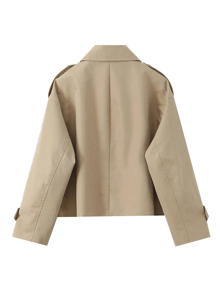 Women Jackets 2025 Autumn Winter New Fashion Laple Long Sleeves Double-Breasted Jacket Female Elegant Windcoat Style New Coats