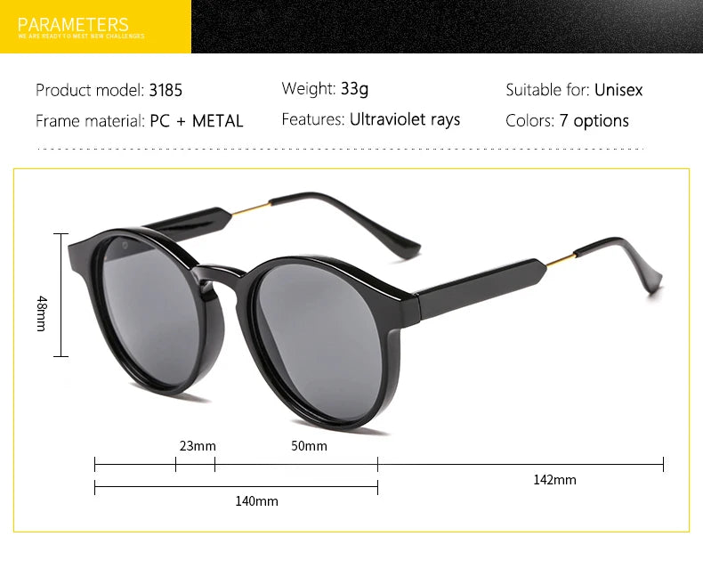 New Trendy Retro Sunglasses Texture Round Frame Sunglasses Fashion Sunglasses 3185