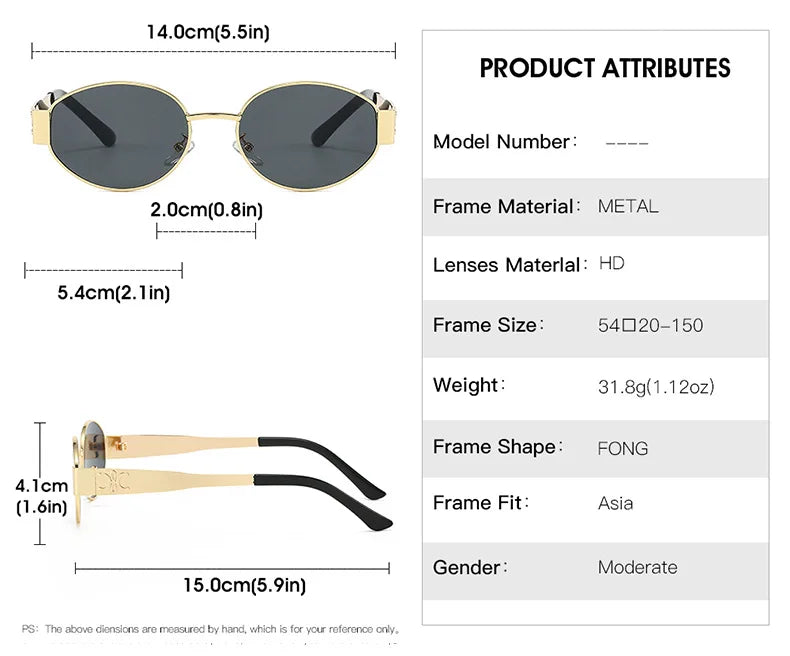 New Oval Frame Fashionable Sunglasses Metal Frame Personalized Sunglasses Ins Trendy Sunglasses For Friend Gifts