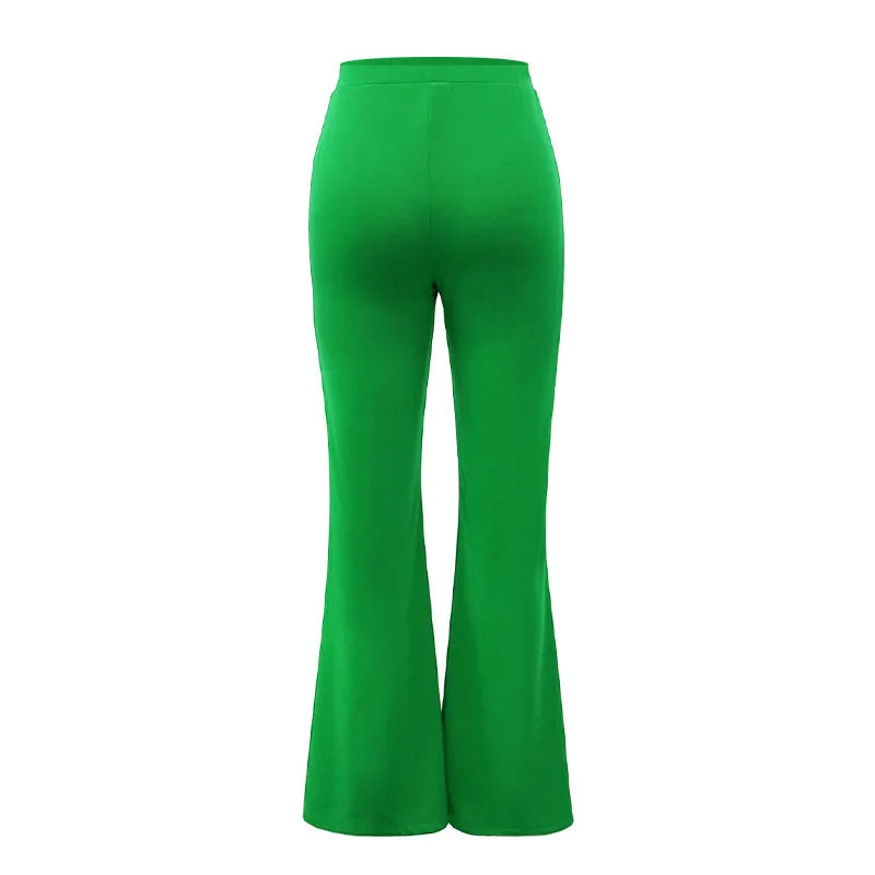 Women's Slim Bell-Bottoms Trousers Trendy Spring Autumn Pants Office Lady Solid Color Flared Trousers