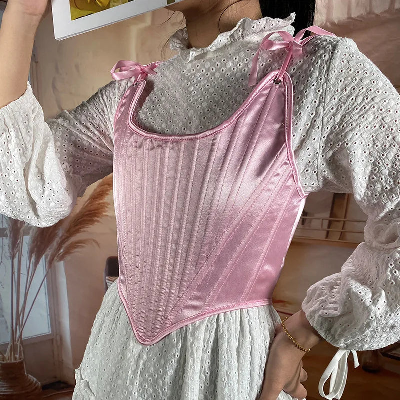 Corset Tops for Women Renaissance Boned Overbust Bustier Corset Top