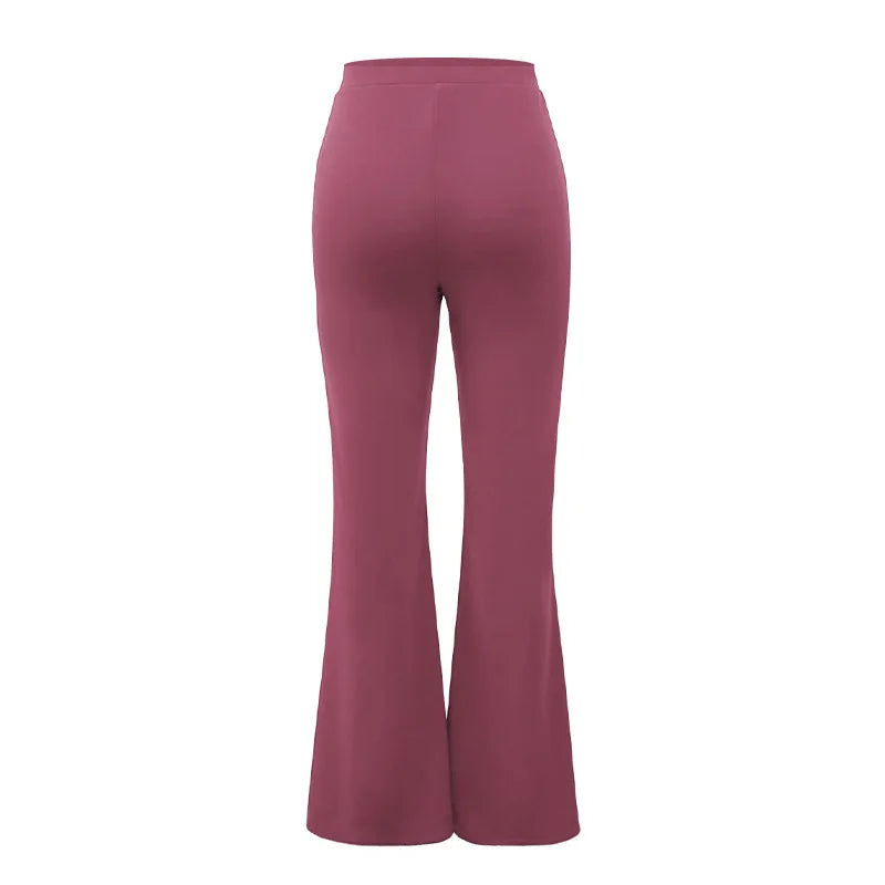 Women's Slim Bell-Bottoms Trousers Trendy Spring Autumn Pants Office Lady Solid Color Flared Trousers