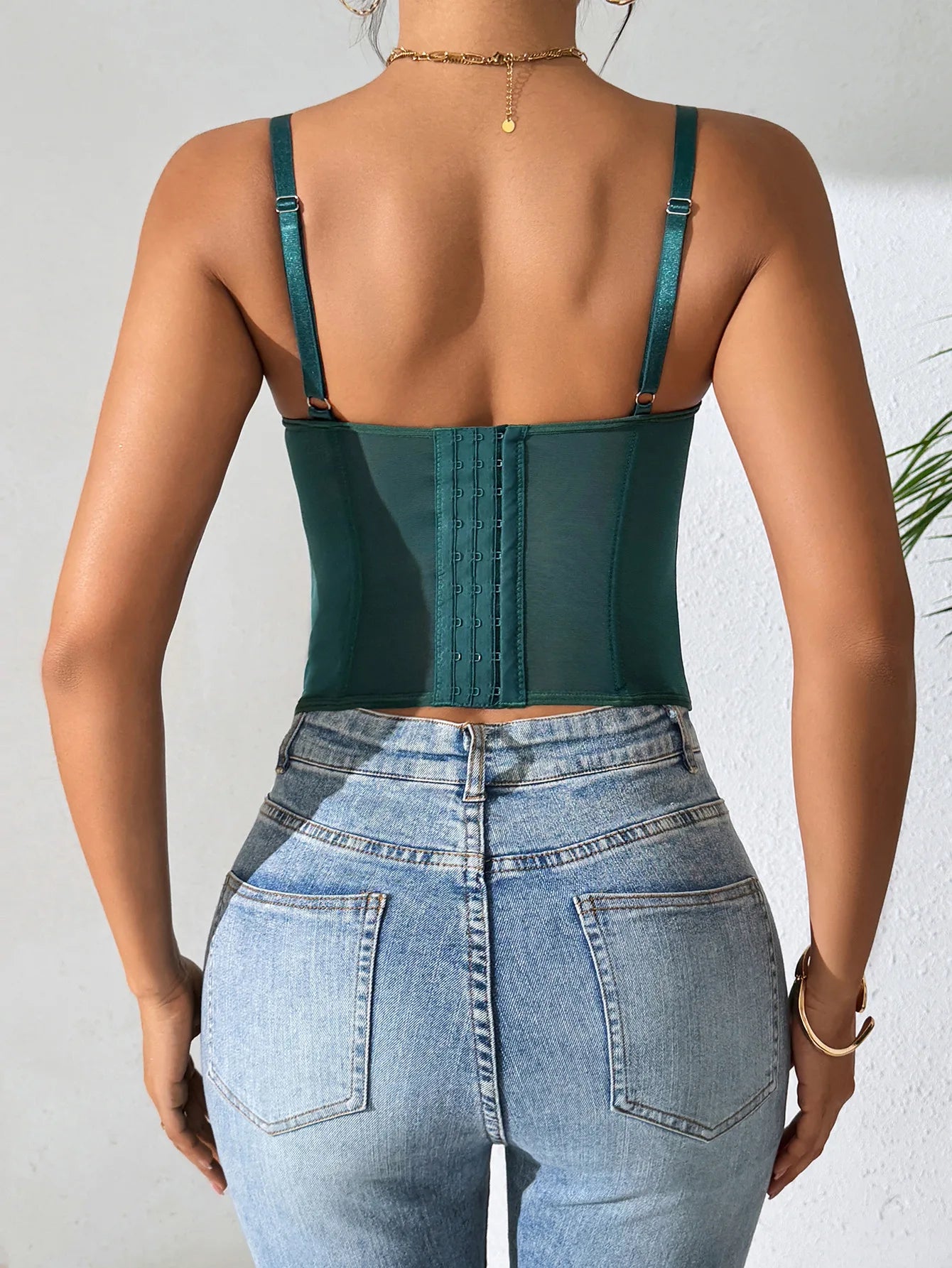 Women Lace Corset Tops Sexy Sheer Mesh Spaghetti Strap Fishbone Summer Bustier Top Y2K Going Out Night Club Party Concert Tops