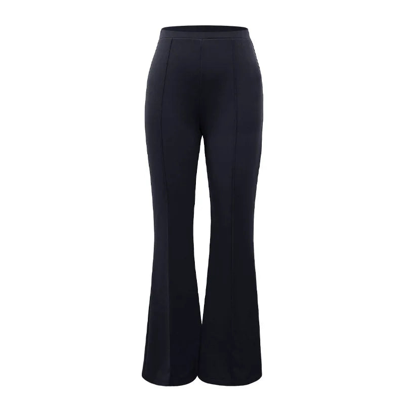 Women's Slim Bell-Bottoms Trousers Trendy Spring Autumn Pants Office Lady Solid Color Flared Trousers