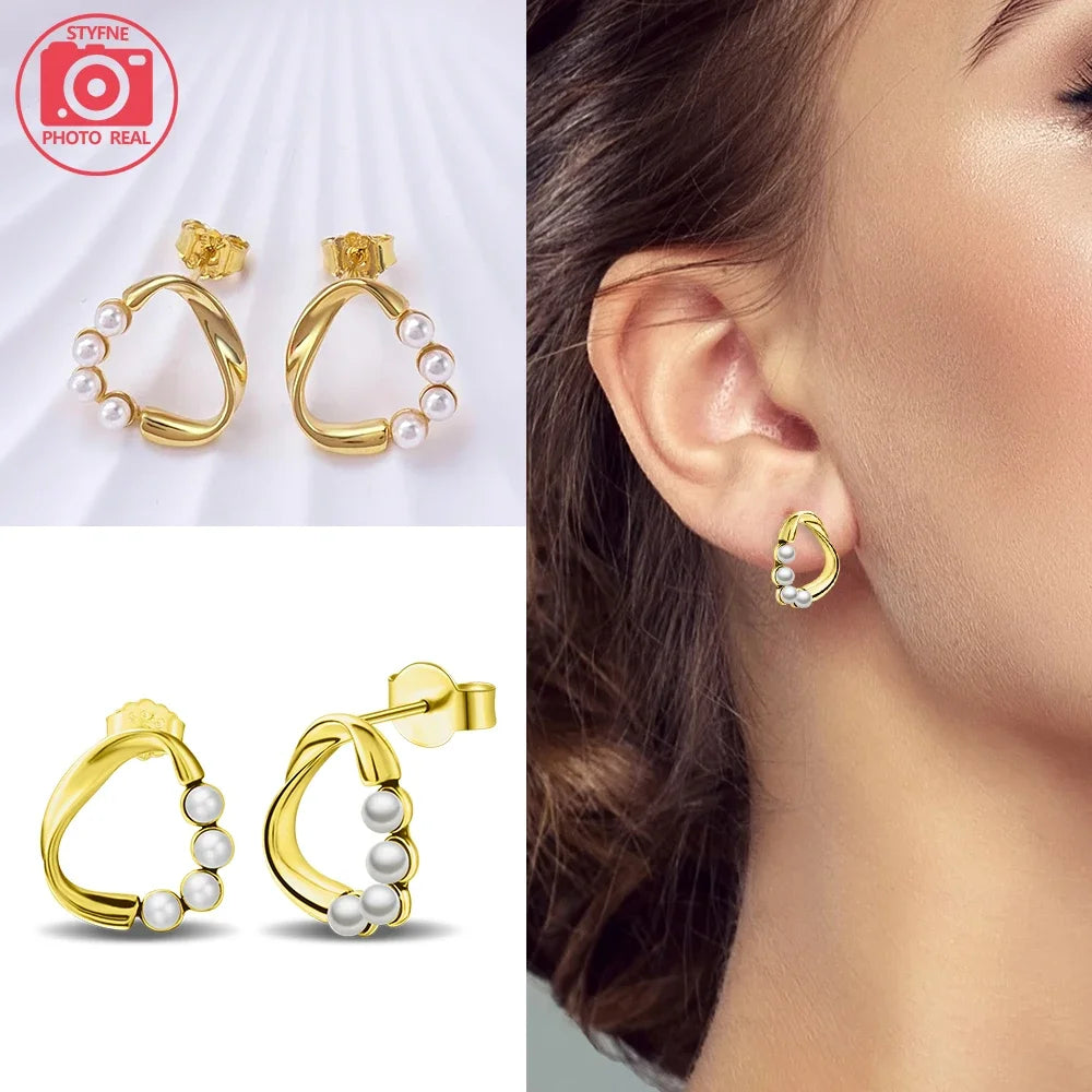 Sterling Silver 925 Gold Treated Freshwater Pearl Collection Earrings Necklace Rings for Women Fine Jewelry Gifts